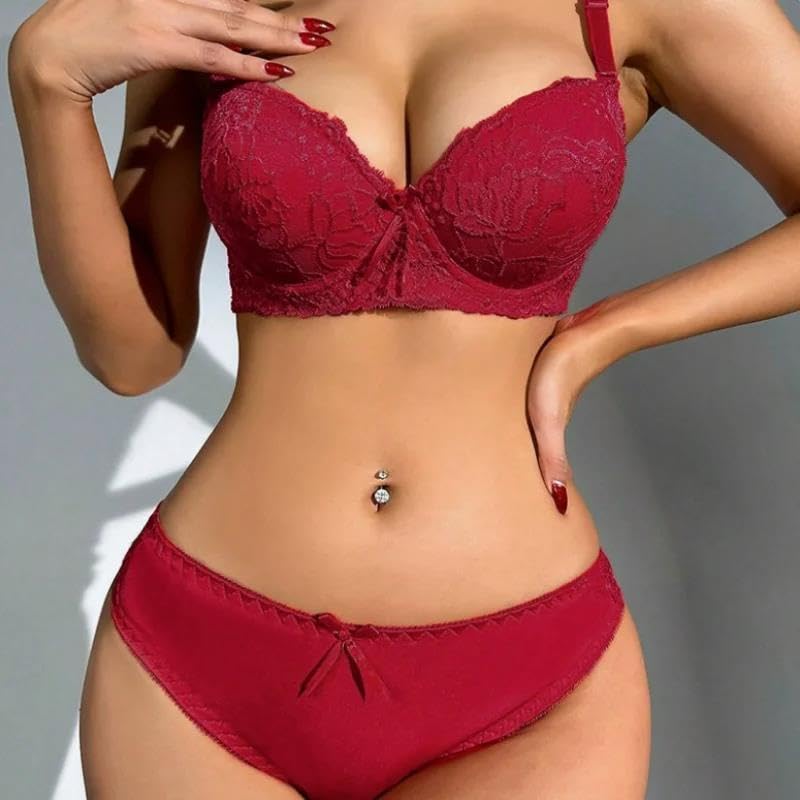 Completi Intimi Donna Solid Color Lace Lingerie Set for Women's Gathering Push