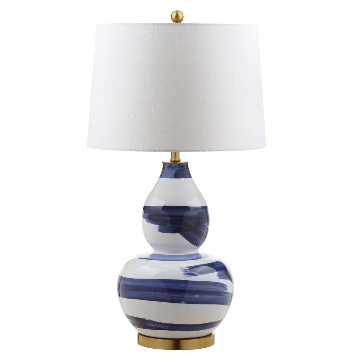 SAFAVIEH Lighting Collection Aileen Abstract Blue/ Gold Brushstroke 33-inch Bedroom Living Room Home Office Desk Nightstand Table Lamp (LED Bulb Included)