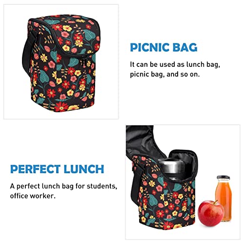 Bolsa de almuerzo ligera y reutilizable con estampado floral lonchera pequeña 3