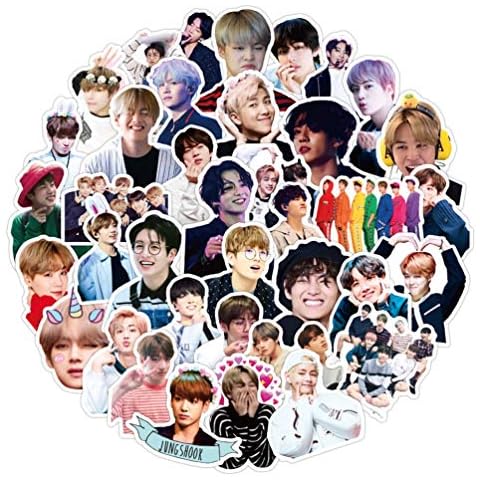 BTS Cute Kpop Stickers for Laptop 50pcs Teens Water Bottles Phone Notebook Scrapbook Car Computer Luggage Guitar Waterproof Decals Cover