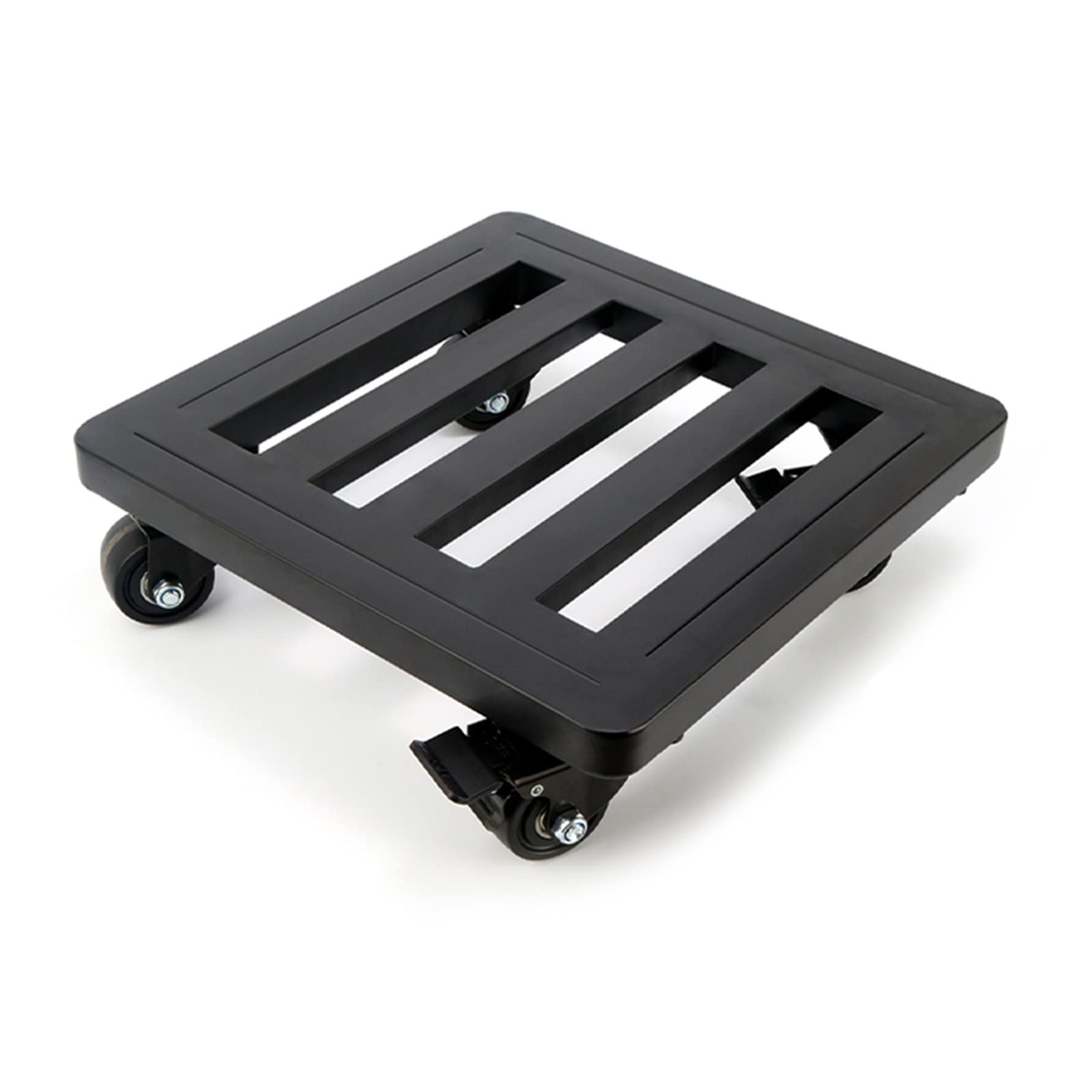 40cm/45cm/50cm Square Planter Caddy Flower Pot Stand, Metal Plant Stands Heavy Duty Plant Rollers For Flower Pot, Plant Trolley with Wheels for Indoor Outdoor Plant Pot ( Color : Black , Size : 50cm )
