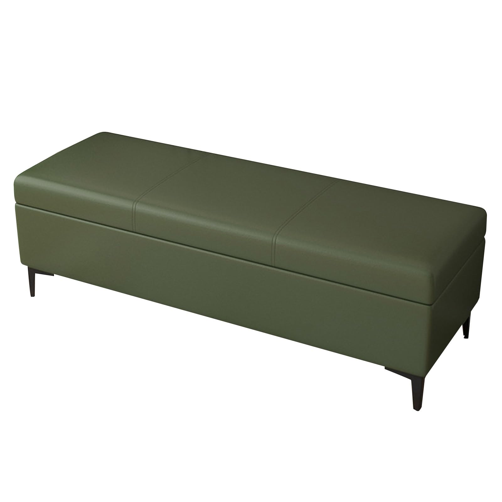 WJFTODAY Multi Functional Leather Storage Bench with Sturdy Iron Legs Entryway Shoe & Extra Seating 70cm Green Stylish Home Décor Solution