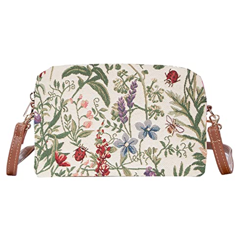 Signare Tapestry Women Fashion Travel Hip Cross Body Bag Poppy Flowers in Morning Garden Design (HPBG-MGD)