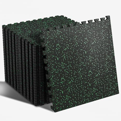 Image of SUPERJARE 0.56'' Thick 96 Sq Ft Rubber Top Gym Flooring for Home Gym