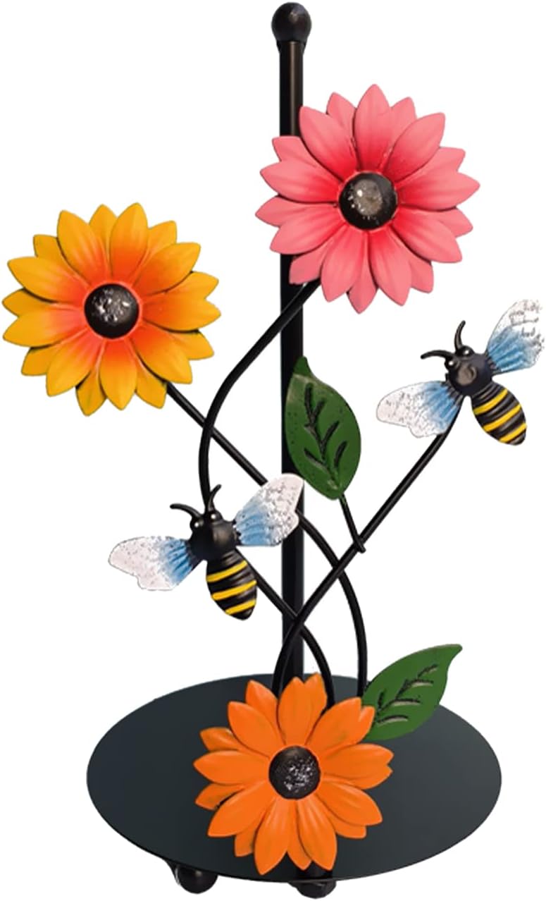 DCQRY Decorative Paper Towel Stand 3D Bee Sunflower
