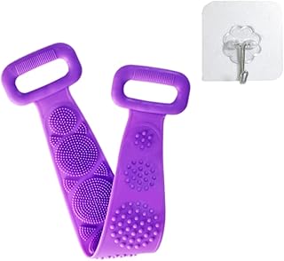 HJCOCHOME Silicone Back Scrubber for Shower,Silicone Body Scrubber,Shower Brush,Body Scrubbers,Back Scrubber Extra Long Exfoliating Body Scrubber with Handle for Shower for Men and Women (purple)