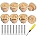 8 Stück Rattan Möbelknöpfe, Boho Deko Schrankknöpfe mit Schraubendreher, Schränke Möbelknöpfe Holz Kommodenknöpfe Schubladenknöpfe Schubladenschrank Griffe für Küchenschränke Türknauf Schrankgriffe
