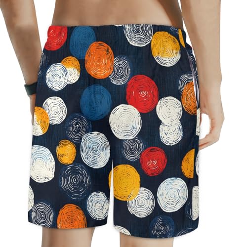 Men's Swim Trunks Size S Irregular Circle with Mesh Lining Soft Breathable Quick Dry Beach Shorts Ash Colored2