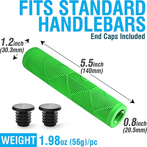 Image of MARQUE Chevron BMX Handlebar Grips - Flangeless Bicycle Grips for Flat Straight Bars Like BMX, MTB, Scooter; 140 MM of Non-Slip Grip to Match Any Bike or Scooter