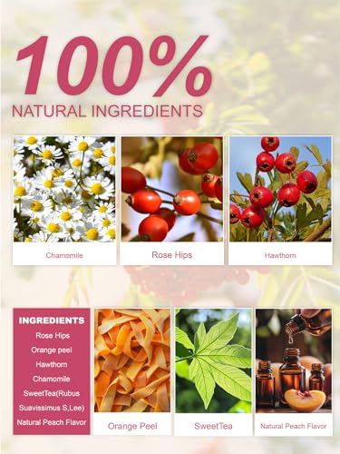 Image of TeeLux Peach Herbal Tea Bags, Fruity & Sweet Taste, Caffeine Free, 50 Count | Fruity Herbal Blend with Rosehips, Hibiscus, Chamomile & Orange Peel, Natural Peach Flavor, Enjoy Hot or Iced