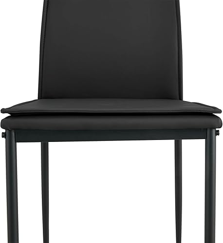 Miniatura 5 de Lestar Juego de 4 sillas de comedor, tapizadas de piel sintética, cómodo diseño de respaldo alto para muebles de cocina (negro)