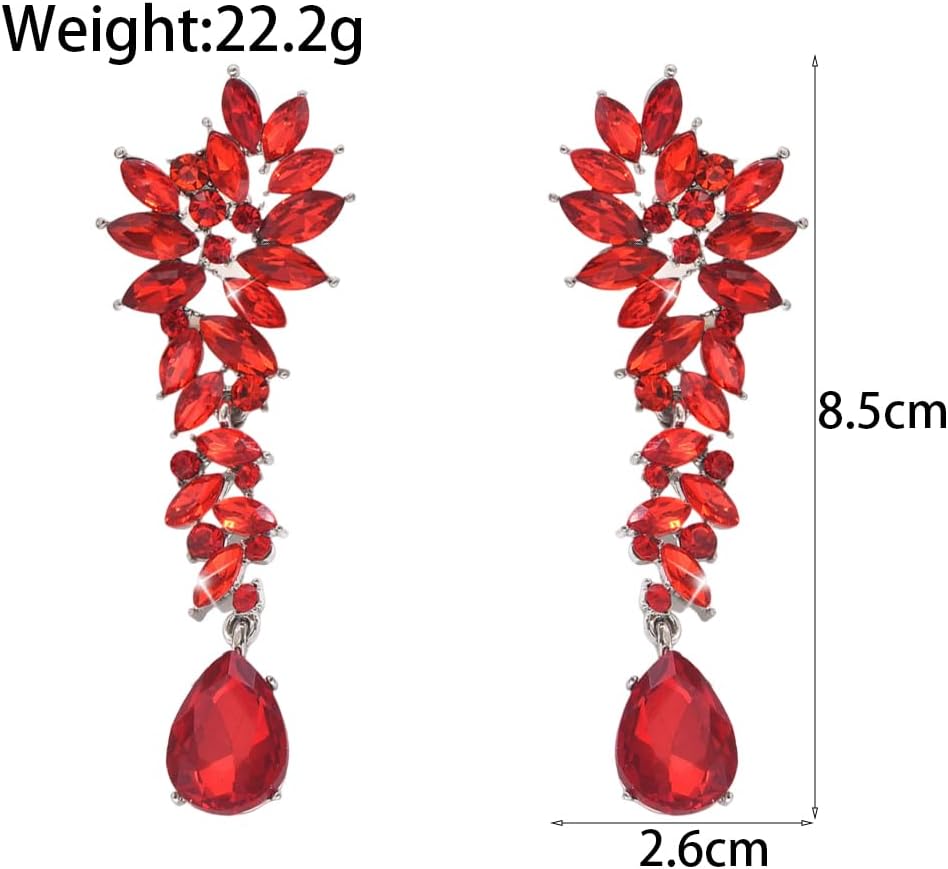 Silver Rhinestone Wedding Earrings for Women,Silver Sparkling Crystal Chandelier Earrings,Formal Cocktail Prom Teardrop Dangle Drop Statement Jewelry - Image 6