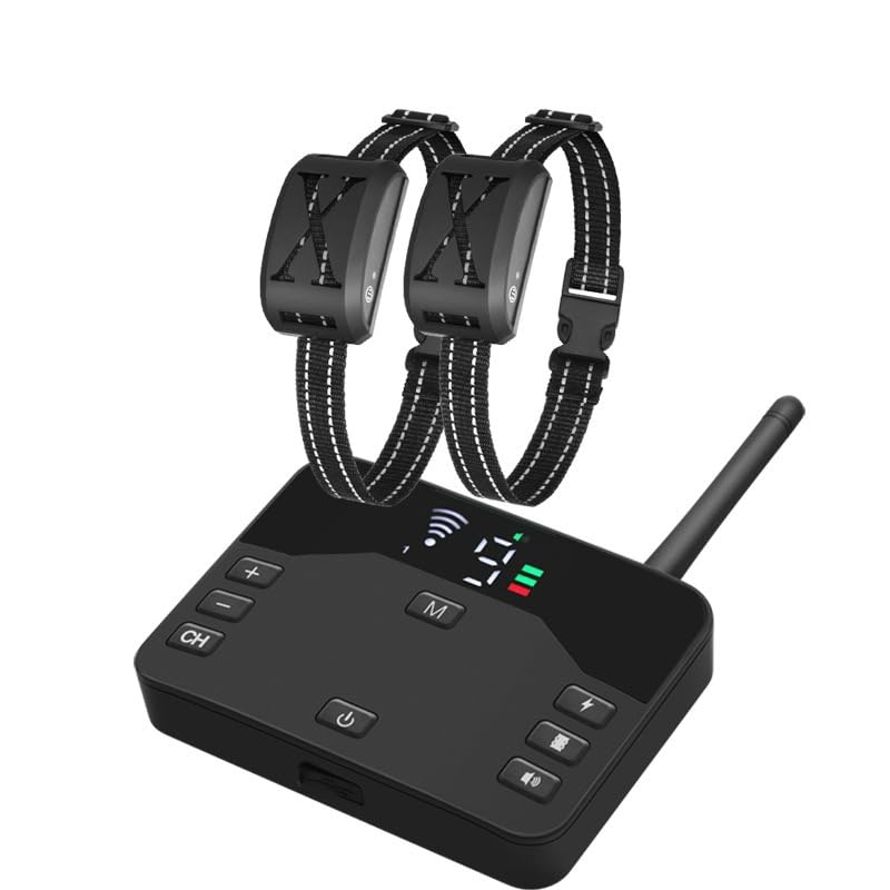 Wireless Dog Fence, Electric Fence & Remote Training Collar, 2-in-1 Wireless Dog Fence Containment System with Waterproof & Rechargeable Training Collar. (2 Dogs)