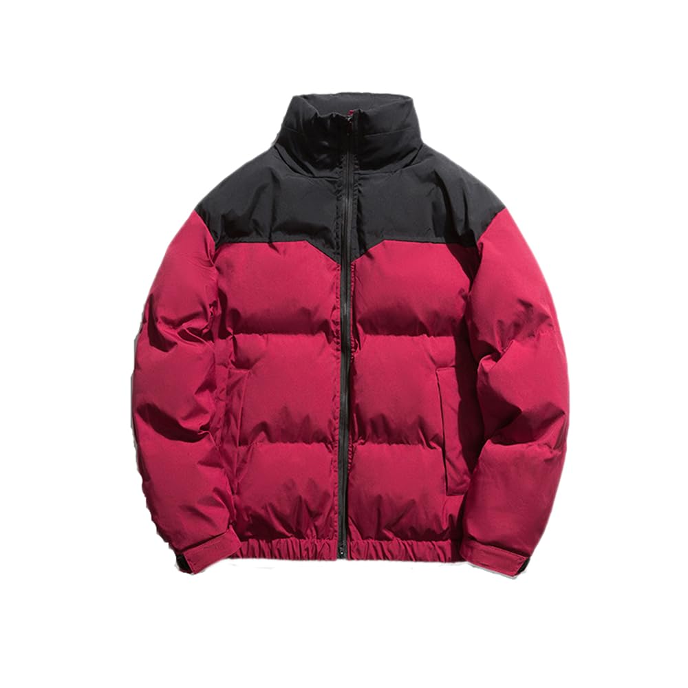 GOOSMIMens Cotton Jacket Men Thicken Solid Color Winter Jacket Men Basic High Neck Cold Jacket Men Zipper Placket Jacket Simplicity