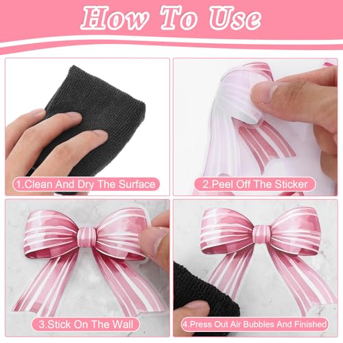 64 adhesivos de pared lazo rosa en vinilo miniatura 5