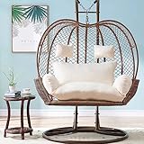 GARCAN Hammock Swing Chair Cushion, Swing Chair Replacement Pad, Double Egg Chair Cushion Luxury Outdoor Patio Wicker Loveseat Hanging Swing Egg Chairs Cushion for 2 Persons Patio Backyard Balcony,A