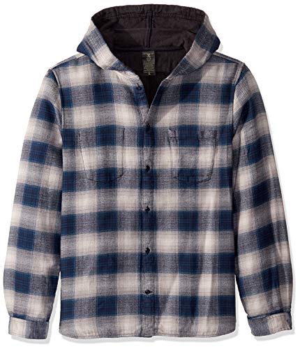 John Varvatos Star USA Men's Grayson Hooded LS Reversible Sport Shirt, Cosmos Blue, XS