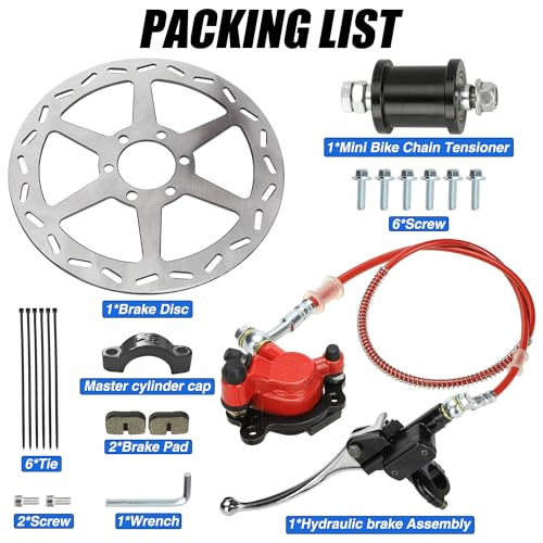 YOXUFA Mini Bike Hydraulic Brake Kit with 180mm Mini Bike Rear Disc Brake Rotor Replacement for Baja Doodle Bug DB30 Blitz Dirt Bug Predator 79cc 97cc 2.8hp Engine Parts by YOXUFA - Used condition - Image 5