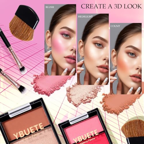 Makeup Kit for Teens, Makeup Gift Set for Girls Women, Beginner Makeup Kit with Cosmetic Train Case Included Eyeshadow Blusher Contour Eyebrow Powder Lip Gloss Lip Liner Mascara Eyeliner – Image 6