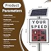 24" X 35" Speed detector, Radar detector, Radar Speed Sign Solar, Led Speed Display Sign, For Road, Street Traffic Safety Signage, White