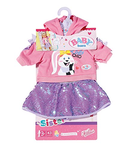 Zapf Creation 828182 BABY born Fashion 43cm, Puppenkleidung Puppenzubehör in lila rosa bestehend aus Kapuzenshirt und… – Bild 4
