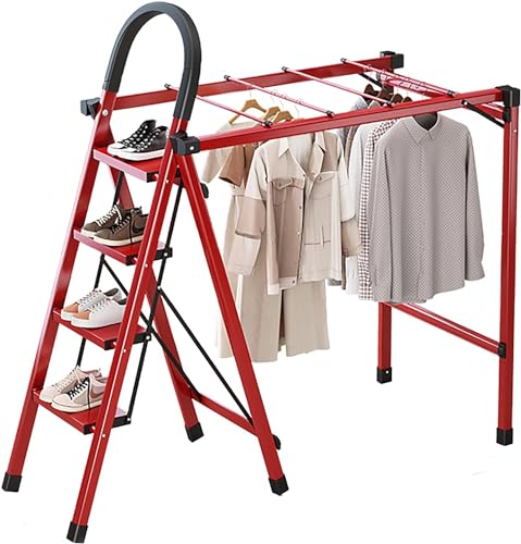 Estante de secado plegable portátil para ropa, estante de lavandería plegable, estilo escalera plegable, soporte de secado de ropa de aleación de aluminio