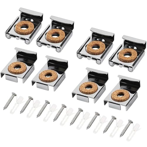 FYSL 2 Set (8 Stück) Ungerahmte Spiegelhalterung Federbelastete Spiegelaufhängung Clips Set mit Dübel und Schrauben für Schweren Spiegel Glas
