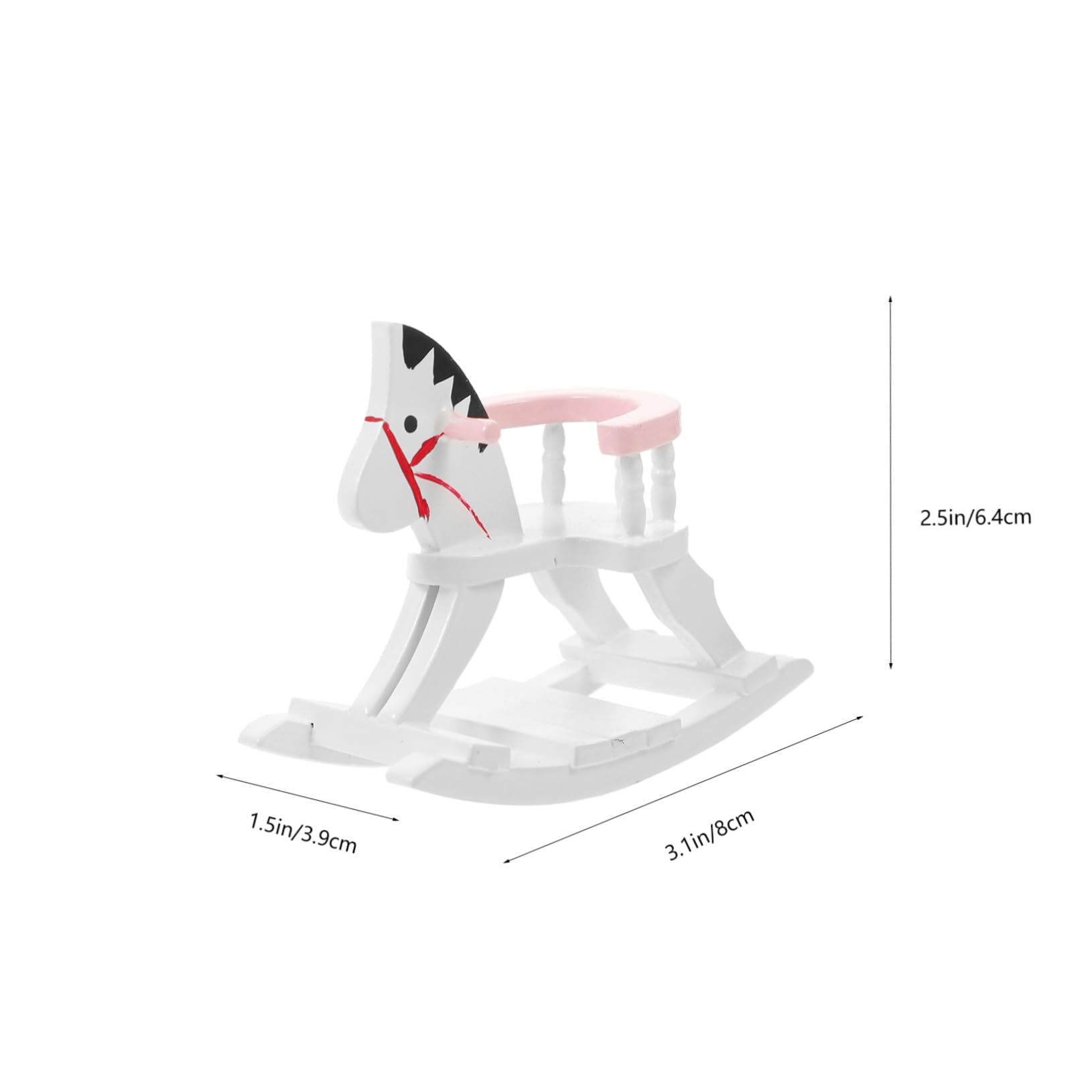 ERINGOGO Meubles De Mini Maison De Poupée Petit Poupées Décoration Figurine Ornement Miniatures Mini Jouets De Meubles De Maison Mini Mobilier De Maison Mini Cheval à Bascule en Bois Rose