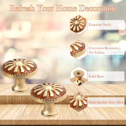 WMYCONGCONG 12Pcs Cabinet Knobs, 1.2" Diameter Vintage Dresser Handles Drawer Round Knobs with Screws - Image 4