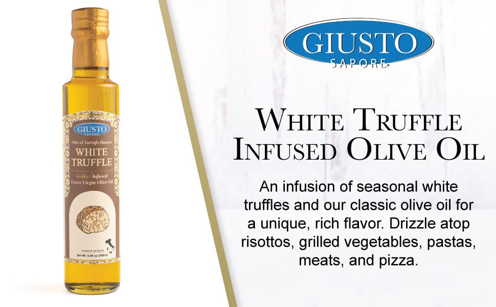 Miniatura 4 de Giusto Sapore Aceite de oliva virgen extra italiano con infusión de trufa blanca, prensado en frío, importado de Italia, 8.5 onzas