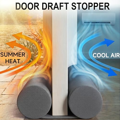 Image of MAXTID Bottom Door Draft Stopper 38 inches - Grey Adjustable Insulation Sound Proof Door Draft Blocker for Noise Light Smell Bugs Stopper
