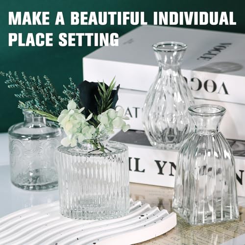 Glass Bud Vases Set of 4, 4 Sizes of Small Flower Vase for Party or Home Table Decorations - Image 5