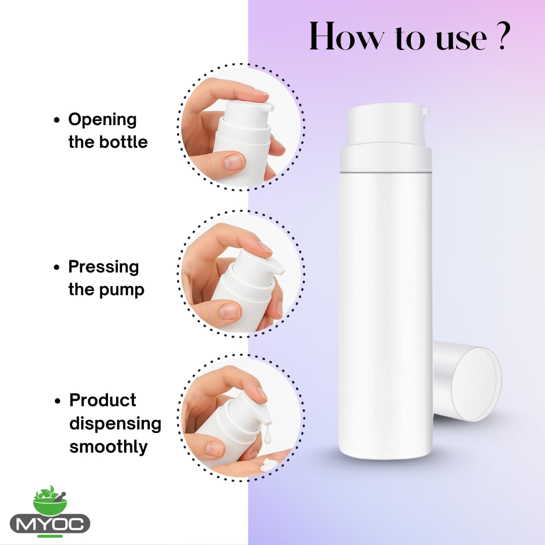 MYOC White Airless Bottle Set with White Pump| 4 Bottles | 30ml | Leak-Proof & Precise Dispensing | Ideal for DIY Beauty & Skincare 1
