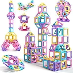 POWLYB Magnetische Bausteine 60PCS Macaron Set