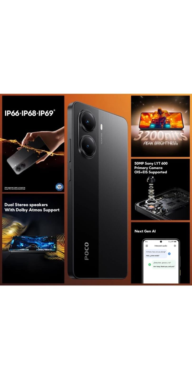 POCO X7 Pro ブラック 8GB RAM 256GB ROM POCO X7 Pro 5G (Obsidian Black, 256 GB) (8 GB RAM) : Amazon