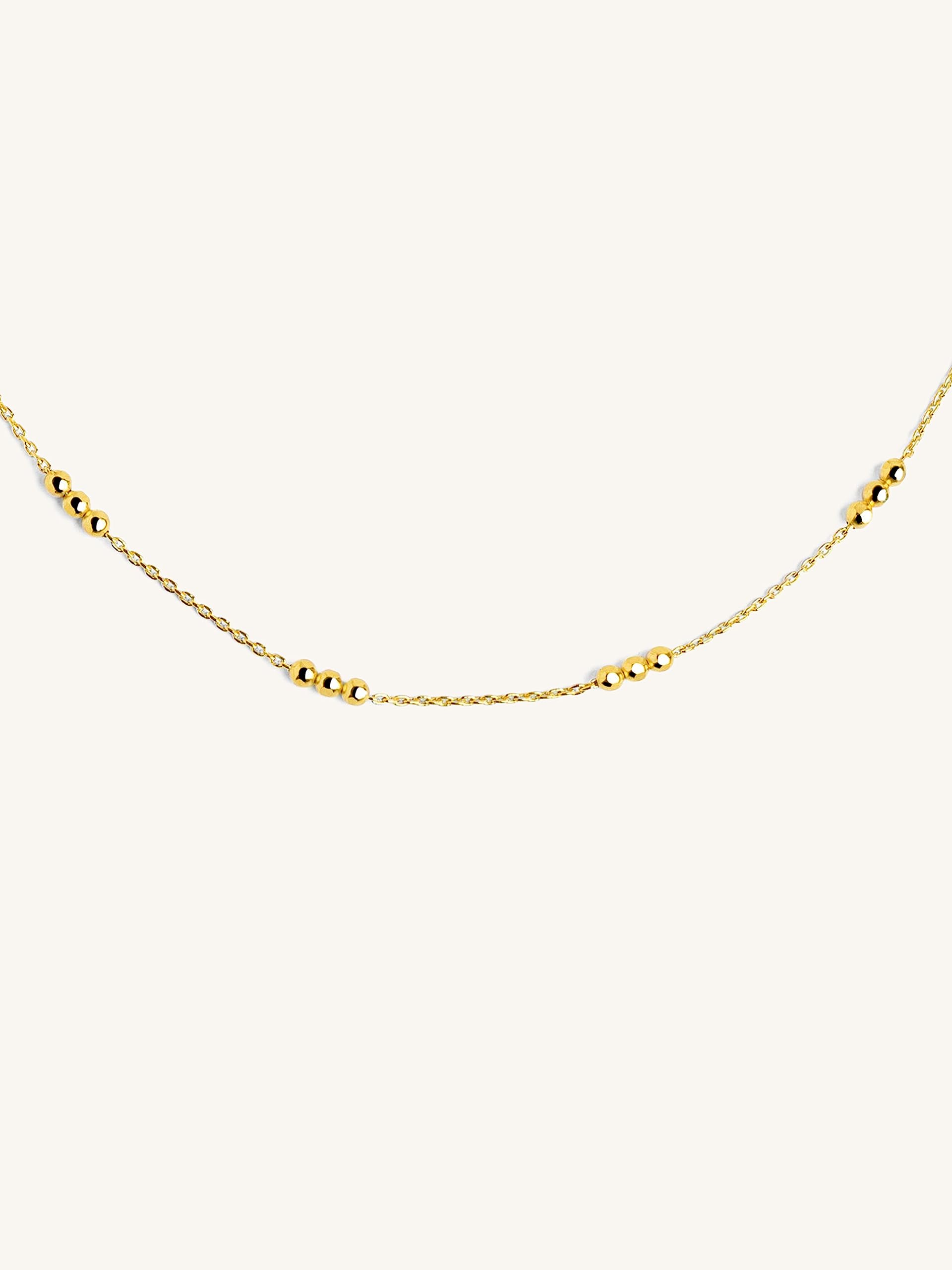 SINGULARU - Collana Triple Dots. Catena con Sfere in Argento Sterling 925 con Finitura Placcata Oro 18Kt. Gioielli da Donna