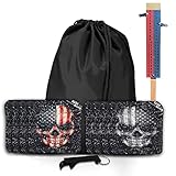 Beerpongtoss Pro Cornhole Bags Sets of 8 Regulation Professional for Tournament, Pro Approved Slick n Stick Corn Hole Beans Bags for Cornhole Games (Black/Red American Skull)