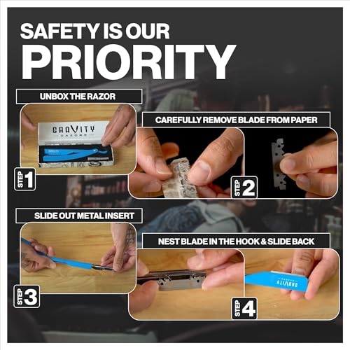 Image of Gravity Razors Professional Straight Razor - Ultra Exposed Straight Razor Kit with 10 Gravity Premium Blades, 2mm Exposed (The Reaper)