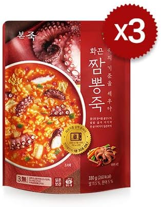 Bonjuk Premium Korean Porridge Soup Food 3pack JJAMPPONG Home Meal Kit [본죽 화끈 짬뽕죽]