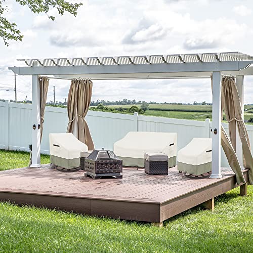 Lsongsky Patio 3-Seater Sofa Cover,Outdoor Couch Cover Fits Up To 76W X 32.5D X 33H Inches,100% Waterproof Heavy Duty Patio Furniture Covers,Beige & Gray-Green #TOP4