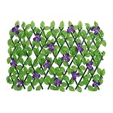 Pannelli espandibili per recinzione da giardino con fiori, recinzione espandibile per la privacy, edera sintetica, per giardino, balcone, 200 x 30 cm (viola)