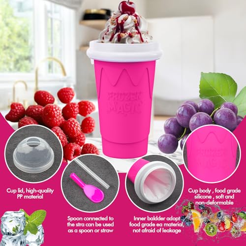 Image of 2PCS Slushie Maker Cup-500ml DIY Magic Quick Frozen Smoothies Cups for Homemade Milk Shake Ice Cream Maker, Portable Cooling Cups, Double Layer Squeeze Slushy Maker Cup, Birthday Gifts for Kids Mom