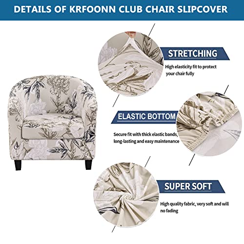 Krfoonn Club Chair Slipcover 2 Piece Stretch Printed Round Barrel Chair Covers Removable Tub Chair Slipcover With Elastic Bottom Chair Coverings Furniture Protector Cover For Living Room, A2 #TOP1