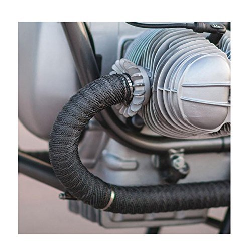 Ramanta Bike Silencer Wrap with Clamps Bike Exhaust Heat Shield Protector (Wrap Length: 3 Meter; 1 PCs with 2 Clamps; Black) - Image 5 thumbnail