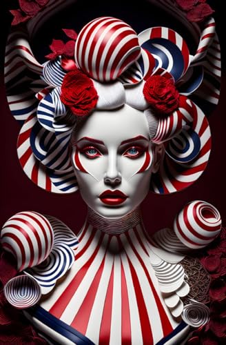 Toile murale femme rayée rouge 50 x 70 cm art graphique d'exception