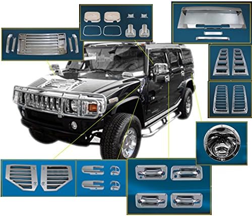 AMERICAN DASH Hummer H2 H-2 H 2 Chrome Exterior Abs Molding Trim Set 2006 2007 2008 2009