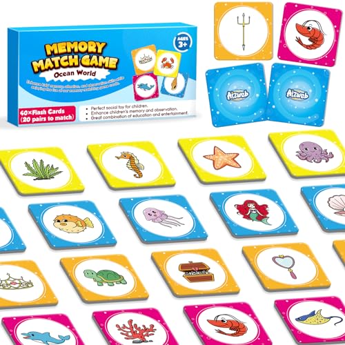 Aizweb Match Game,Memory Game,40 Pcs Toddler Card Games for Boys Girls Kids Ages 3 4 5 6,Flash Cards for Preschool Kindergarten Learning Activities,Educational Toys Homechool Supplies