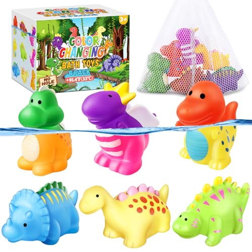 Color Changing No Hole Toddler Bath Toys for Kids Ages 1-3 4-8, Dinosaur Bath Toys Toddlers 2-4, Dinosaur Toys, Valentines Gifts Birthday Valentines...