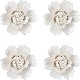 Insiswiner Handcrafted Ceramic Flowers Sculpture Home Hanging 3D Wall Ar...