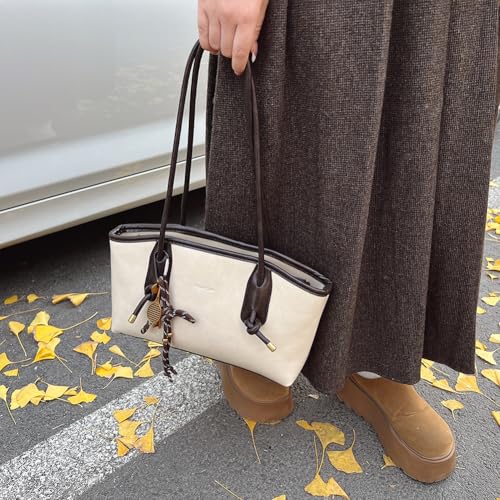 Women Leather Shoulder Bag with Pendant Shoulder Tote Handbag Satchel Handbag Trendy Purse Bag for Work Travel4